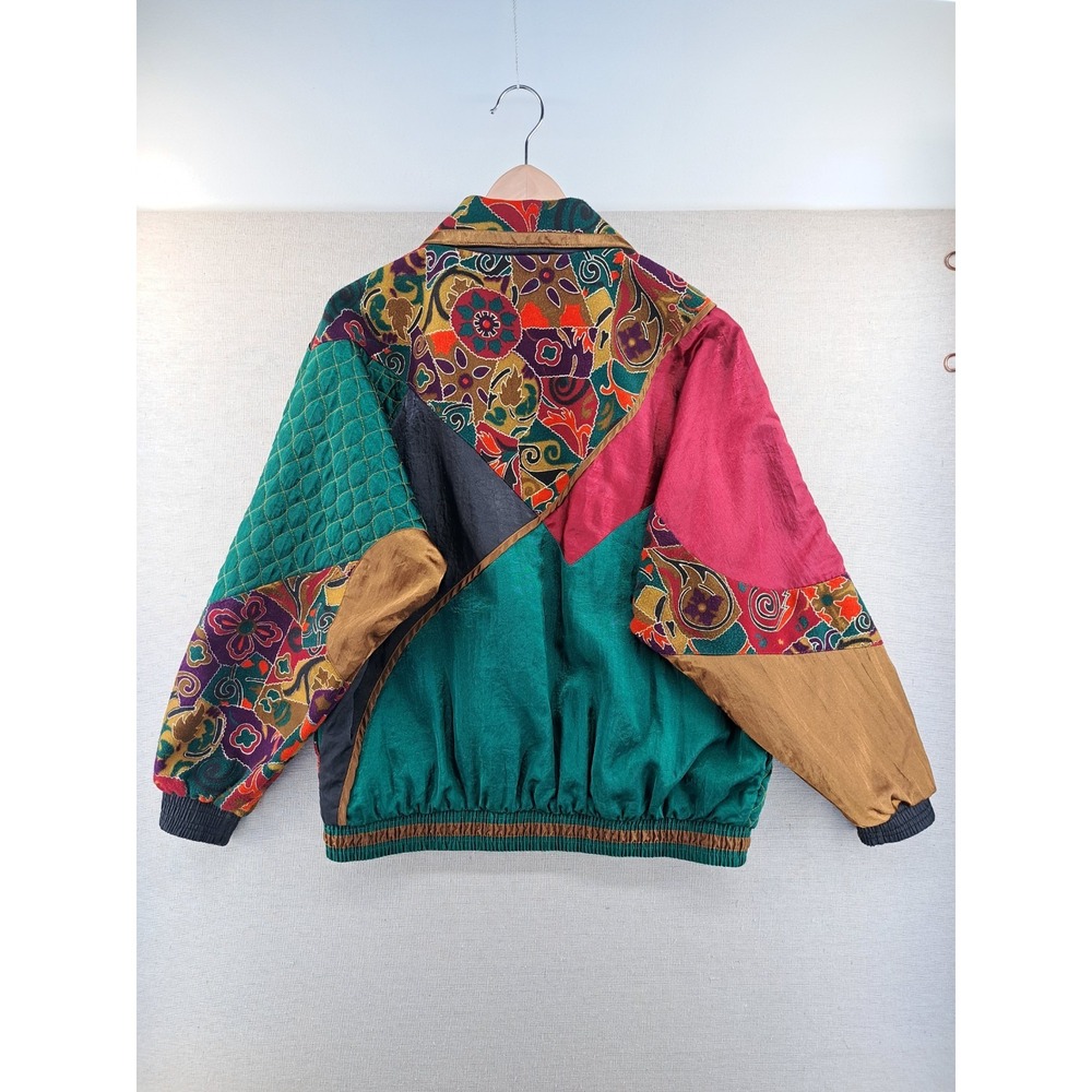 Vtg Windbreaker Womens Medium Abstract Colorful Track Jacket 80s 90s Parachute - Picture 10 of 10